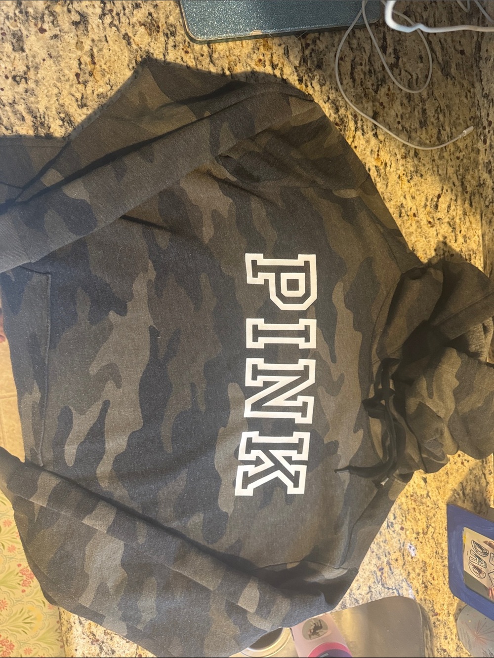 PINK Victoria's Secret Women's Camouflage Hoodie in Olive/Black
